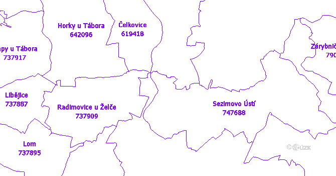 Katastrální mapa Sezimovo Ústí