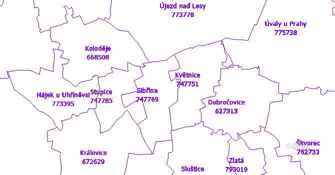 Katastrální mapa Sibřina