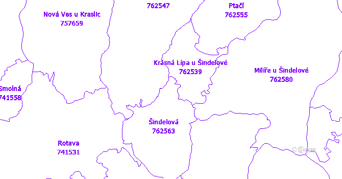 Katastrální mapa Šindelová