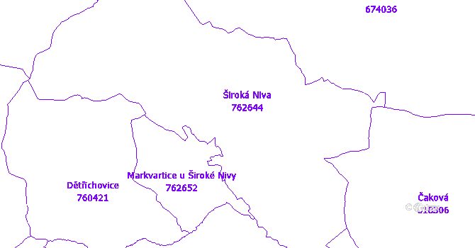 Katastrální mapa Široká Niva