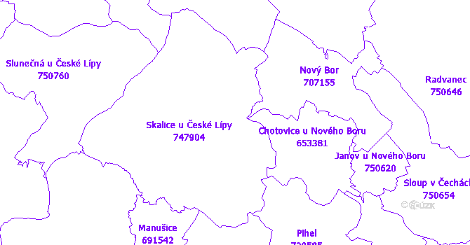 Katastrální mapa Skalice u České Lípy