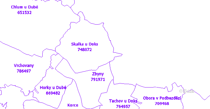 Katastrální mapa Skalka u Doks
