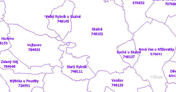 Katastrální mapa Skalná