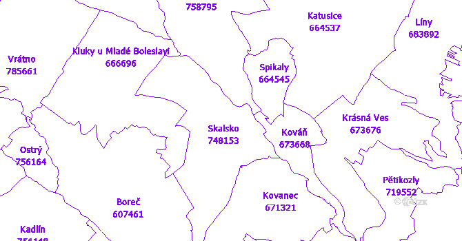 Katastrální mapa Skalsko