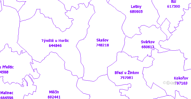 Katastrální mapa Skašov