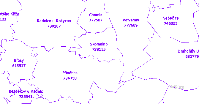 Katastrální mapa Skomelno