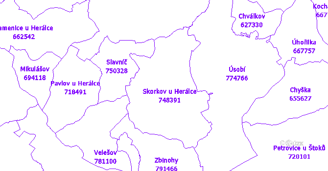Katastrální mapa Skorkov