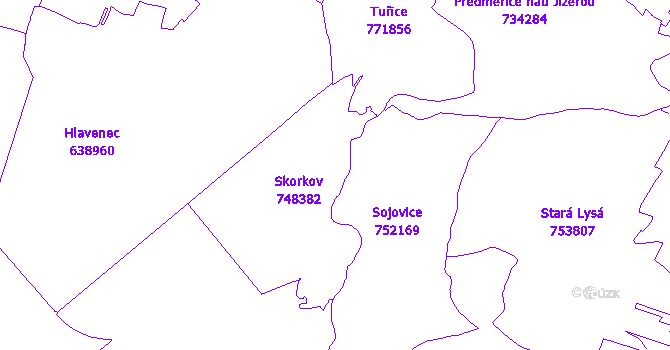Katastrální mapa Skorkov