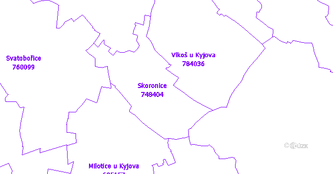 Katastrální mapa Skoronice