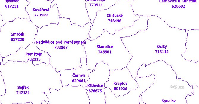 Katastrální mapa Skorotice