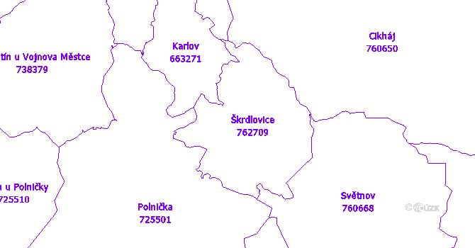 Katastrální mapa Škrdlovice