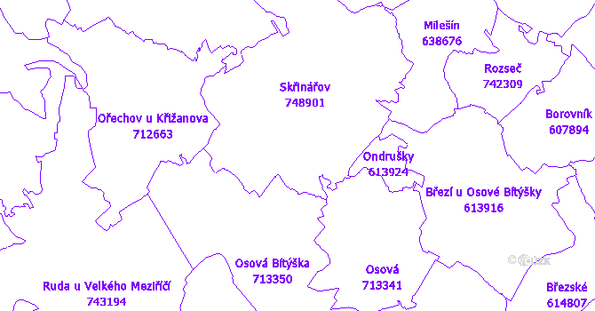 Katastrální mapa Skřinářov