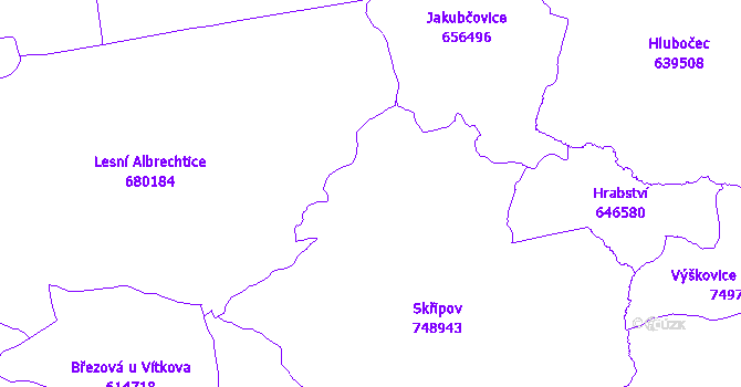 Katastrální mapa Skřipov