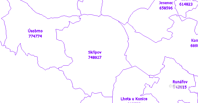Katastrální mapa Skřípov