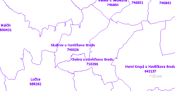 Katastrální mapa Skuhrov
