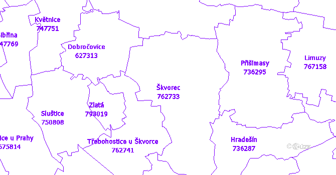 Katastrální mapa Škvorec