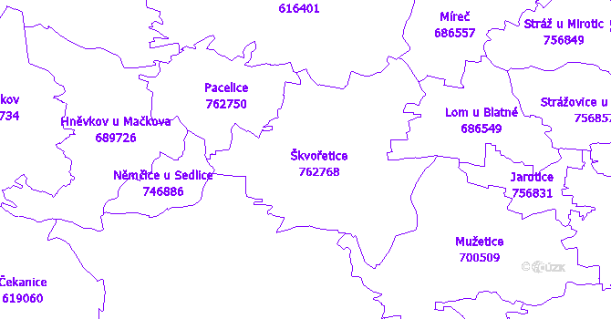 Katastrální mapa Škvořetice