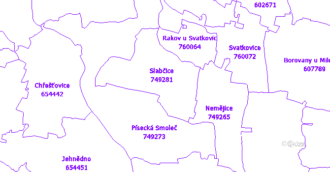 Katastrální mapa Slabčice