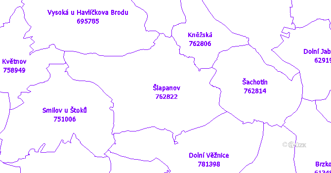 Katastrální mapa Šlapanov