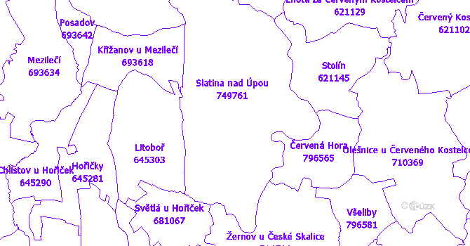 Katastrální mapa Slatina nad Úpou