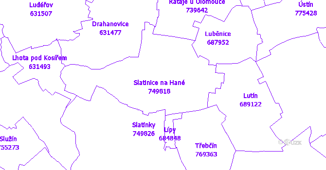 Katastrální mapa Slatinice