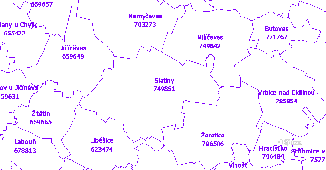 Katastrální mapa Slatiny