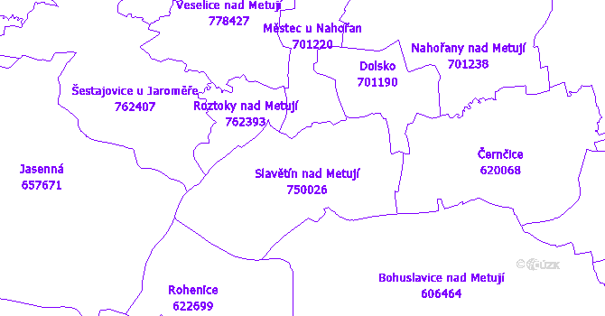 Katastrální mapa Slavětín nad Metují