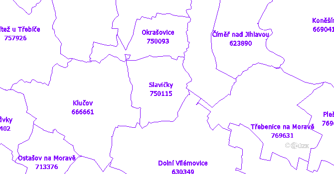 Katastrální mapa Slavičky