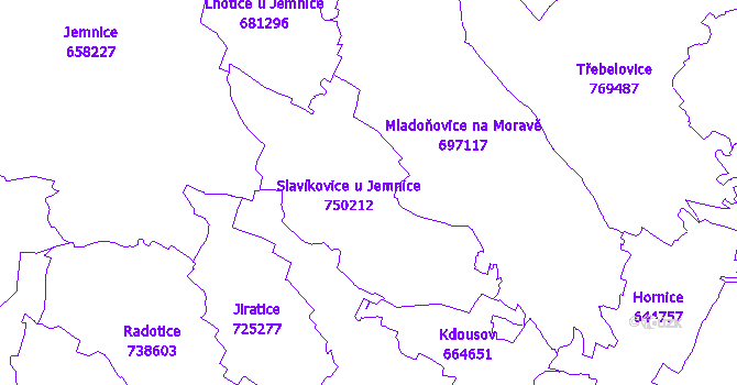 Katastrální mapa Slavíkovice