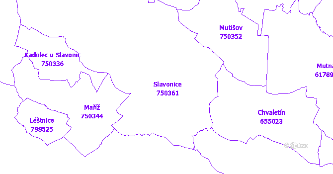 Katastrální mapa Slavonice