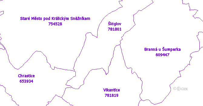 Katastrální mapa Šléglov