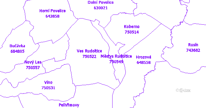 Katastrální mapa Slezské Rudoltice