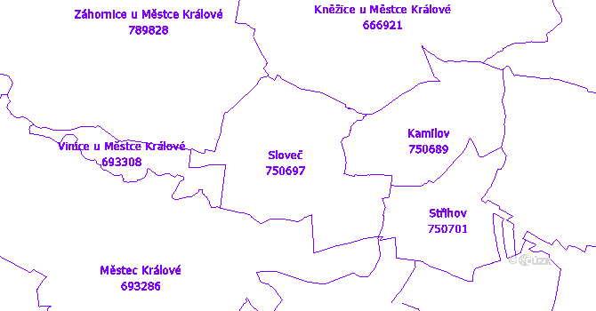 Katastrální mapa Sloveč