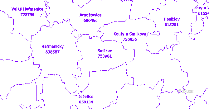 Katastrální mapa Smilkov
