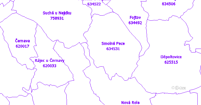 Katastrální mapa Smolné Pece