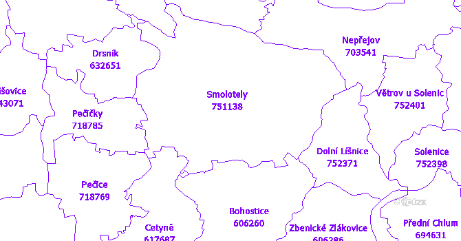 Katastrální mapa Smolotely