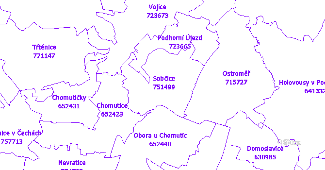 Katastrální mapa Sobčice