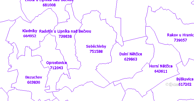 Katastrální mapa Soběchleby