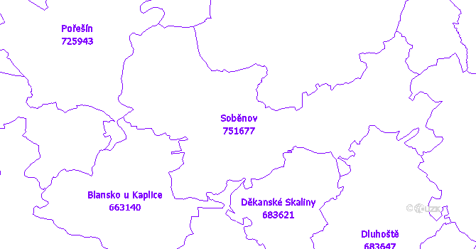 Katastrální mapa Soběnov
