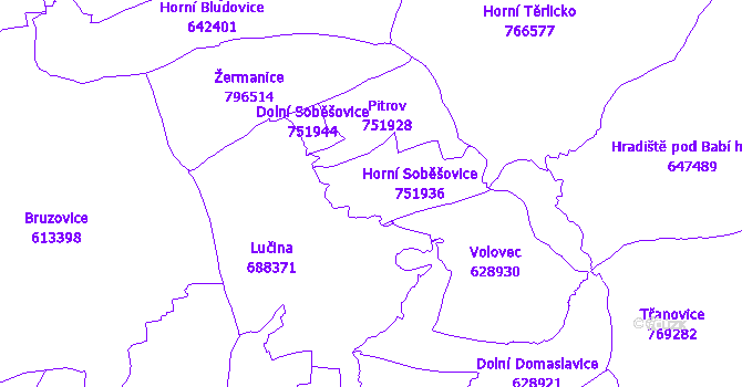 Katastrální mapa Soběšovice