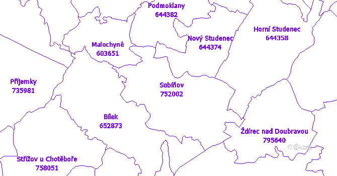 Katastrální mapa Sobíňov