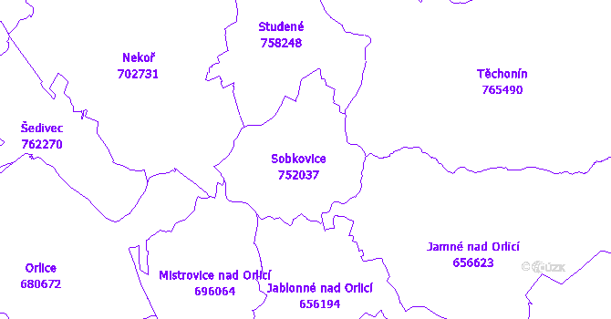 Katastrální mapa Sobkovice