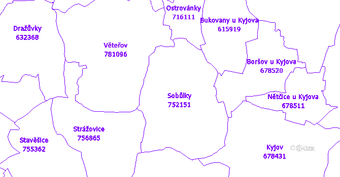 Katastrální mapa Sobůlky