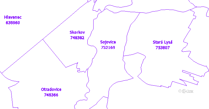 Katastrální mapa Sojovice