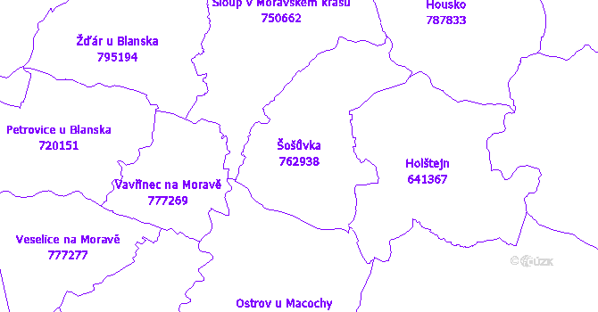 Katastrální mapa Šošůvka