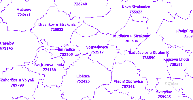 Katastrální mapa Sousedovice