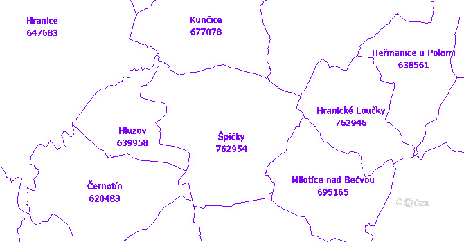 Katastrální mapa Špičky