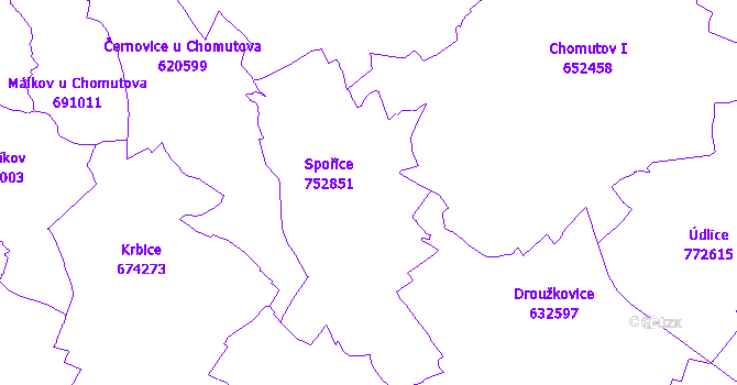 Katastrální mapa Spořice