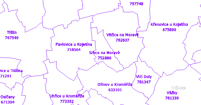Katastrální mapa Srbce
