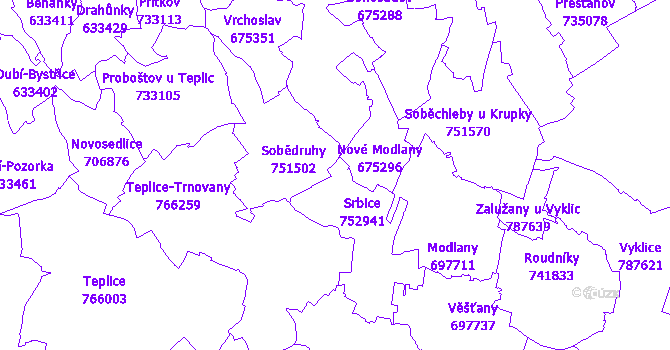 Katastrální mapa Srbice
